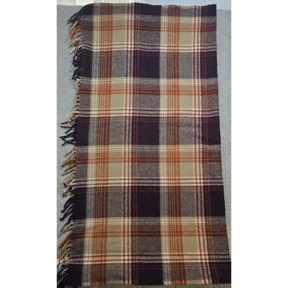 Plaid Wool Throw Blanket - Brown and Tan - Picture 8 of 8